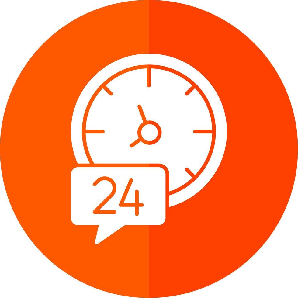 24 Hours Glyph Red Circle Icon vector