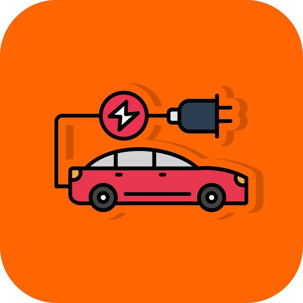 eléctrico coche lleno naranja antecedentes icono vector