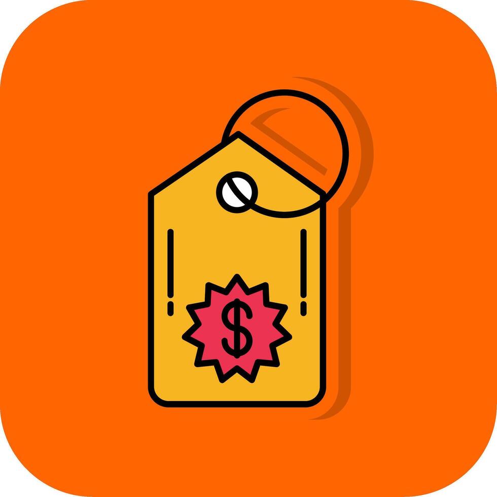 Price Tag Filled Orange background Icon vector
