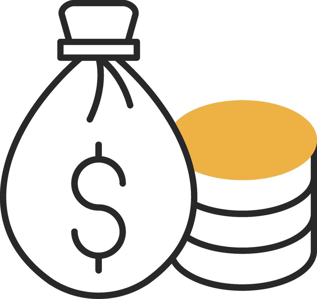 Money Bag Skined Filled Icon vector