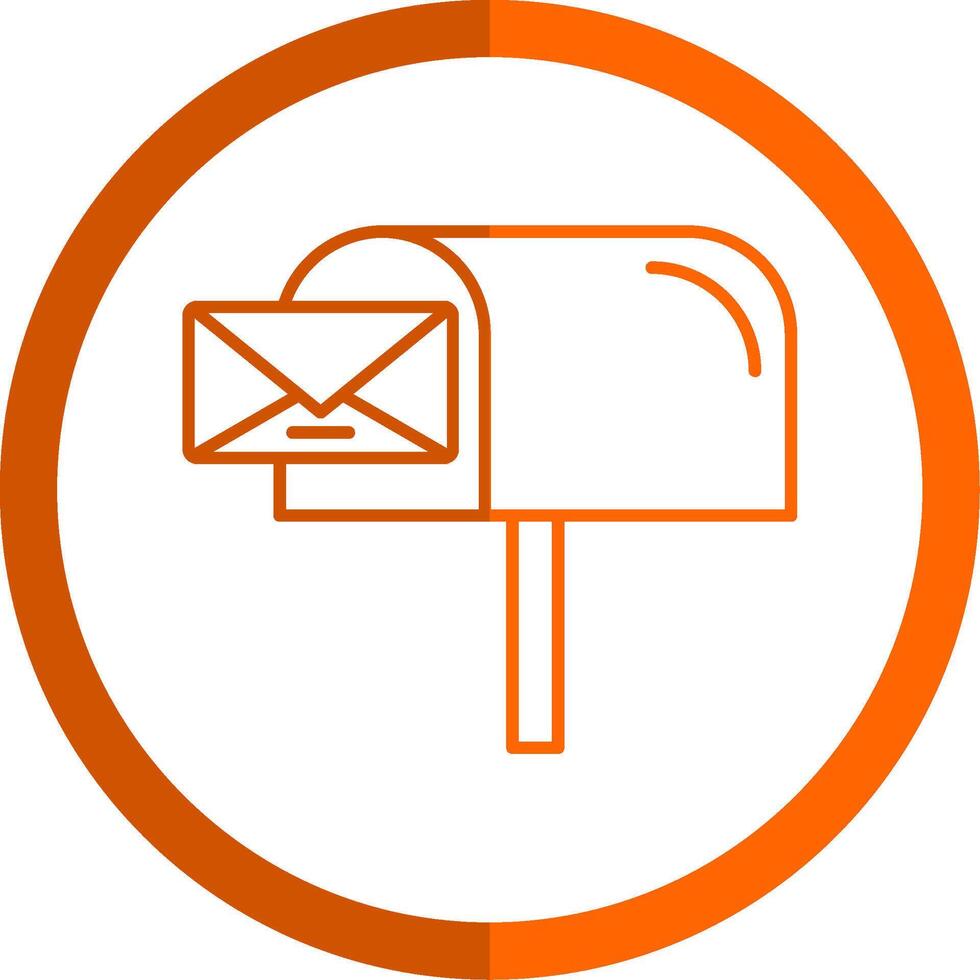 Mail Box Line Orange Circle Icon vector