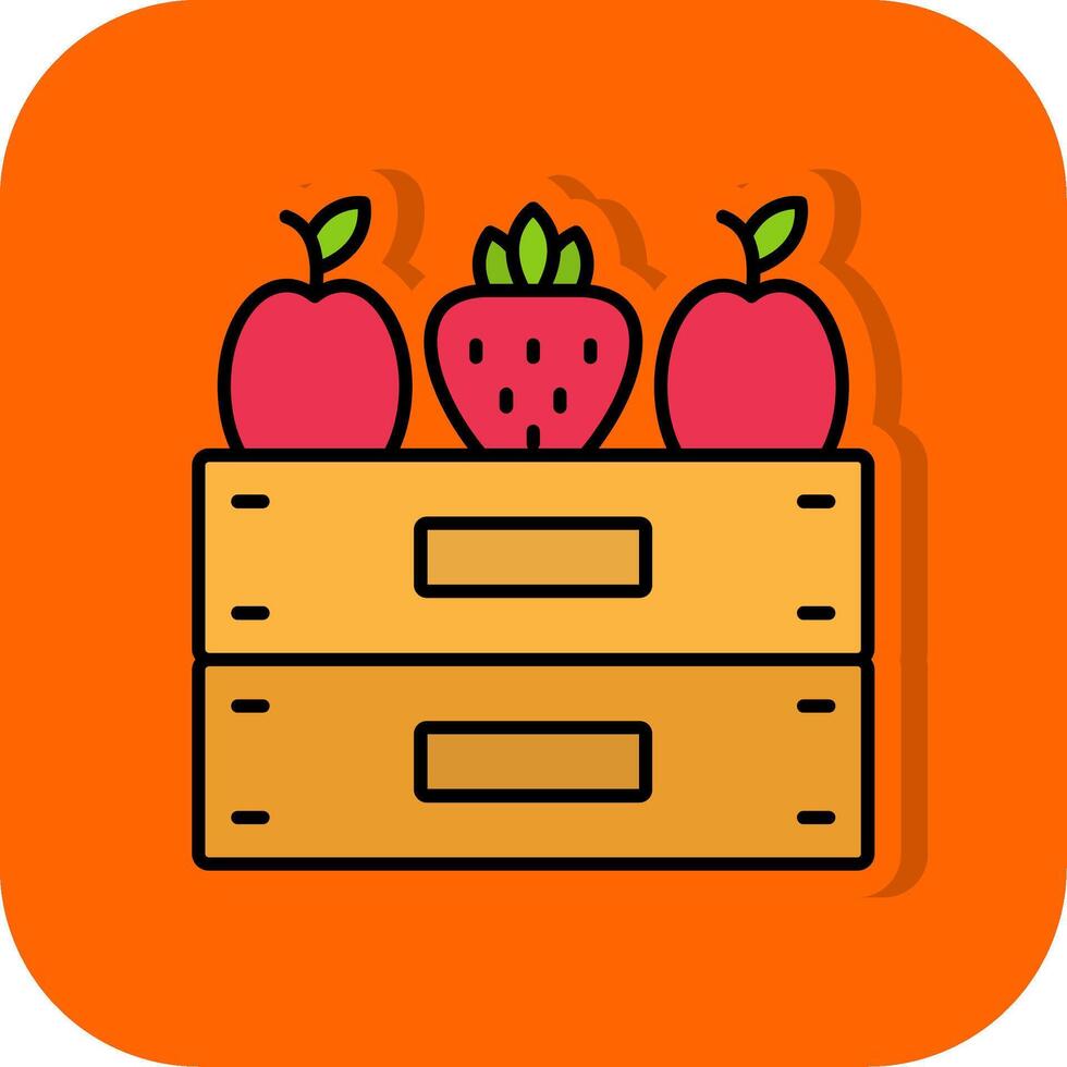 Fruta caja lleno naranja antecedentes icono vector