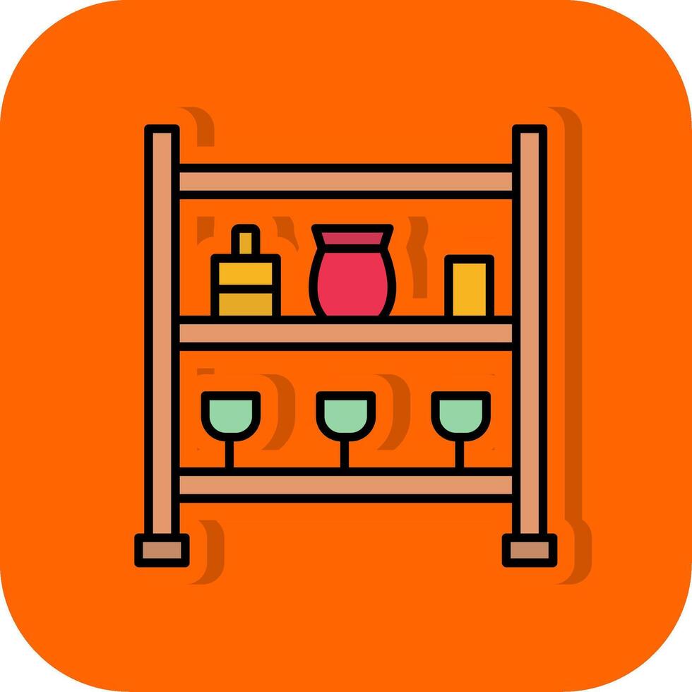 Shelves Filled Orange background Icon vector