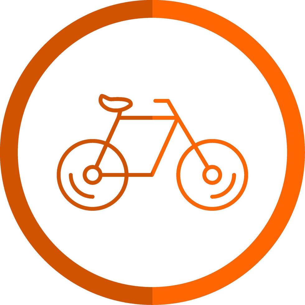 bicicleta línea naranja circulo icono vector