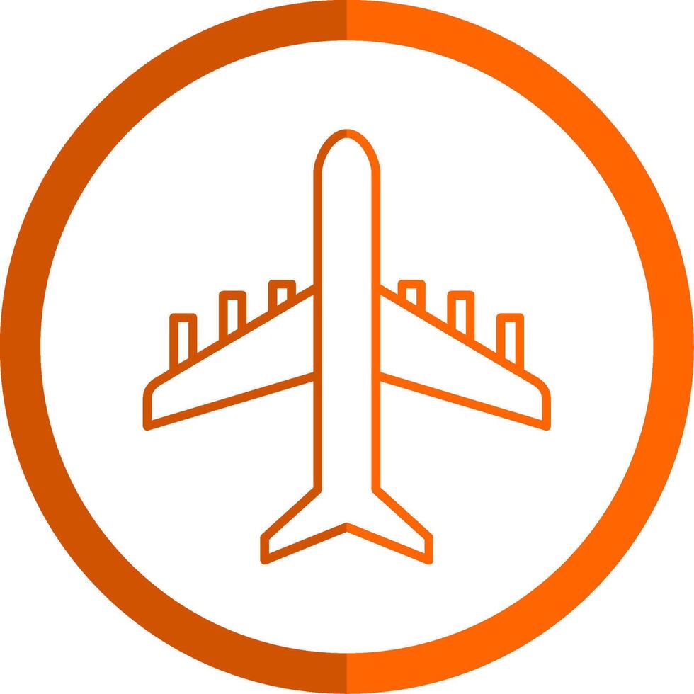 Plane Line Orange Circle Icon vector