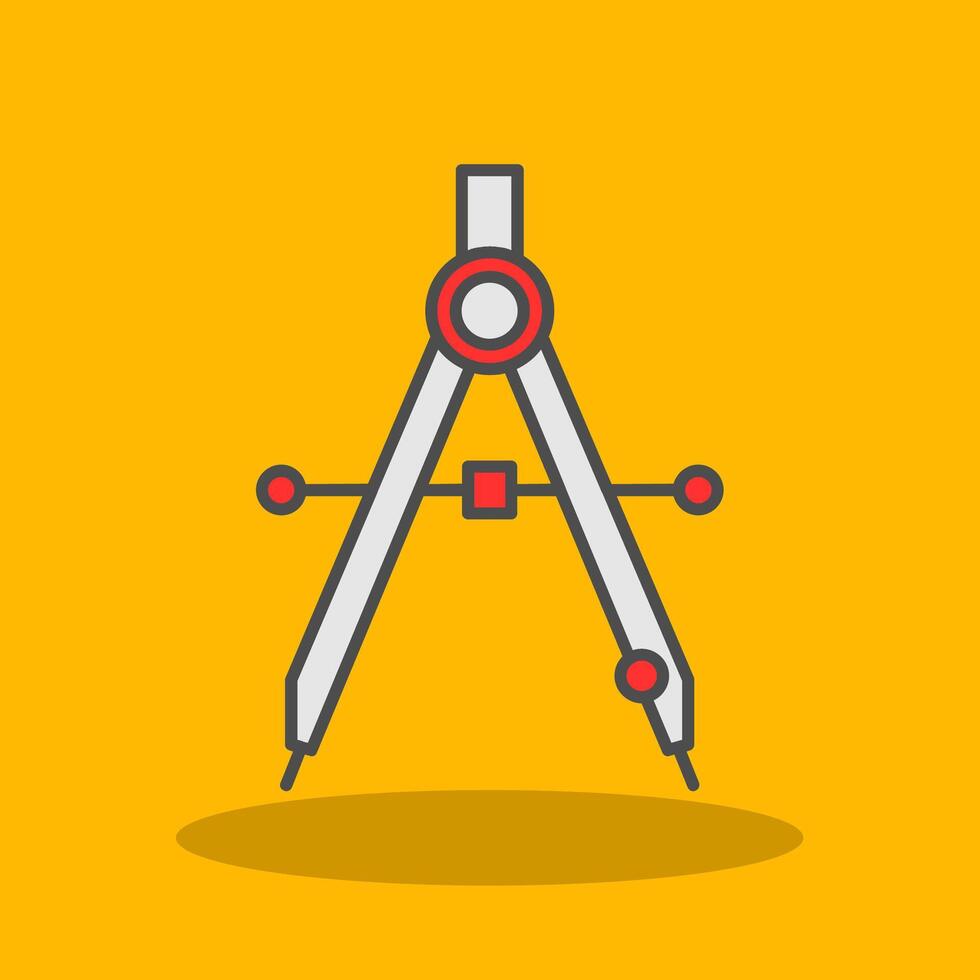 Drawing Compass Filled Shadow Icon vector