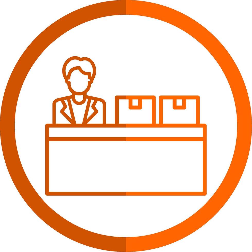 Checkin Line Orange Circle Icon vector