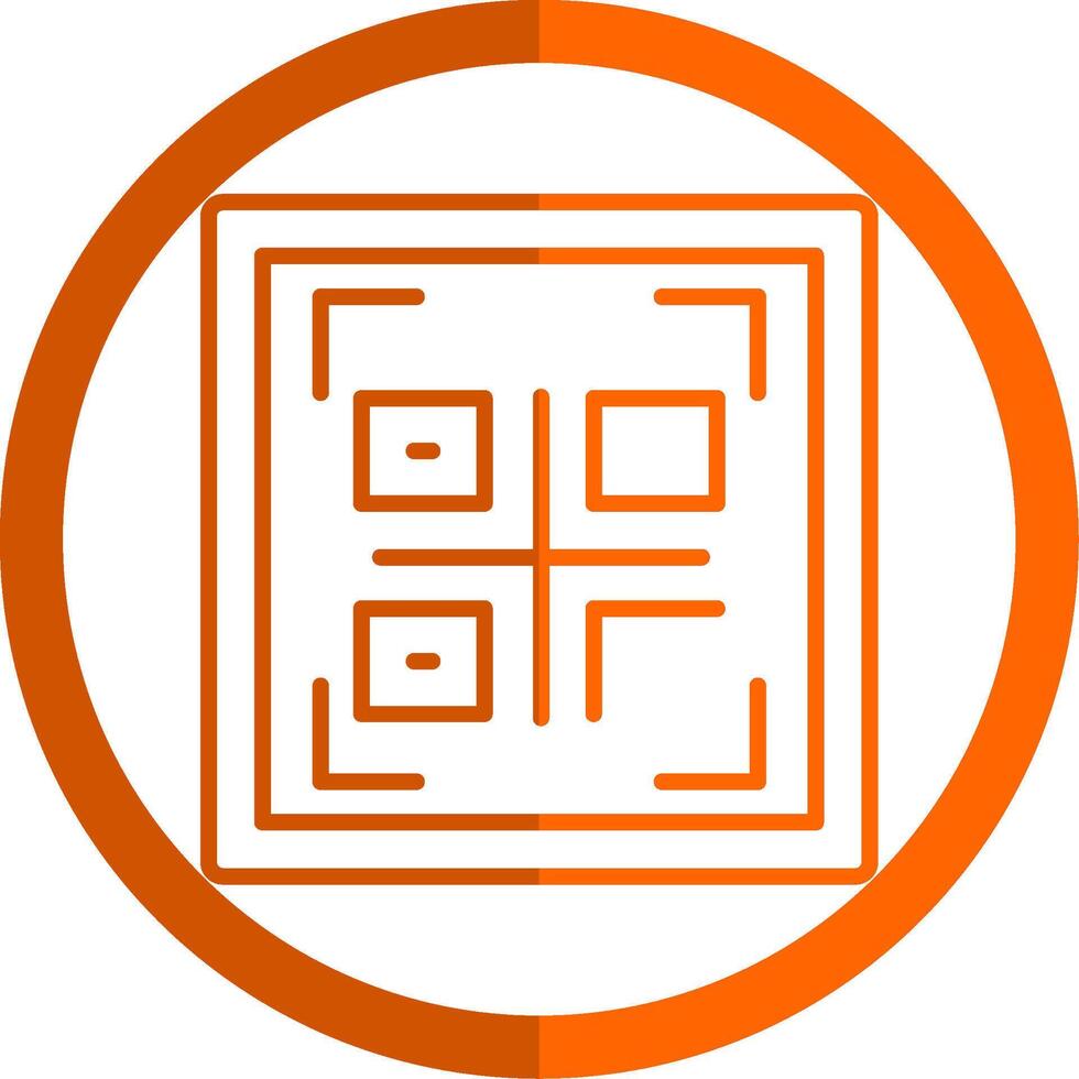 Qr Code Line Orange Circle Icon vector