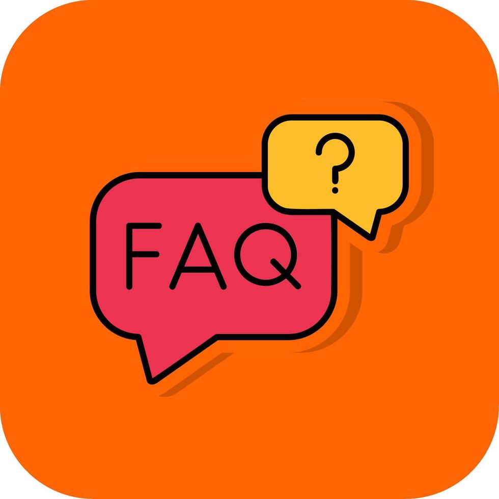 Faq Filled Orange background Icon vector