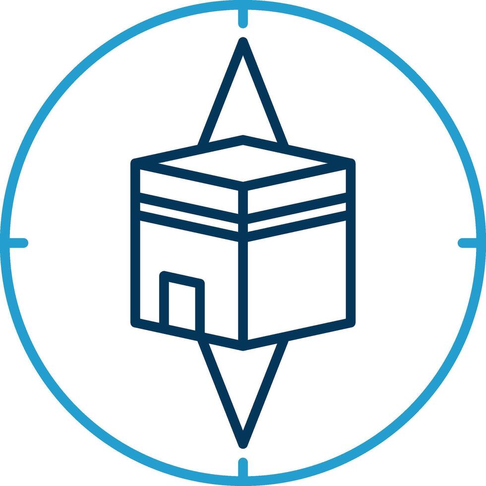 Qibla Compass Line Blue Two Color Icon vector
