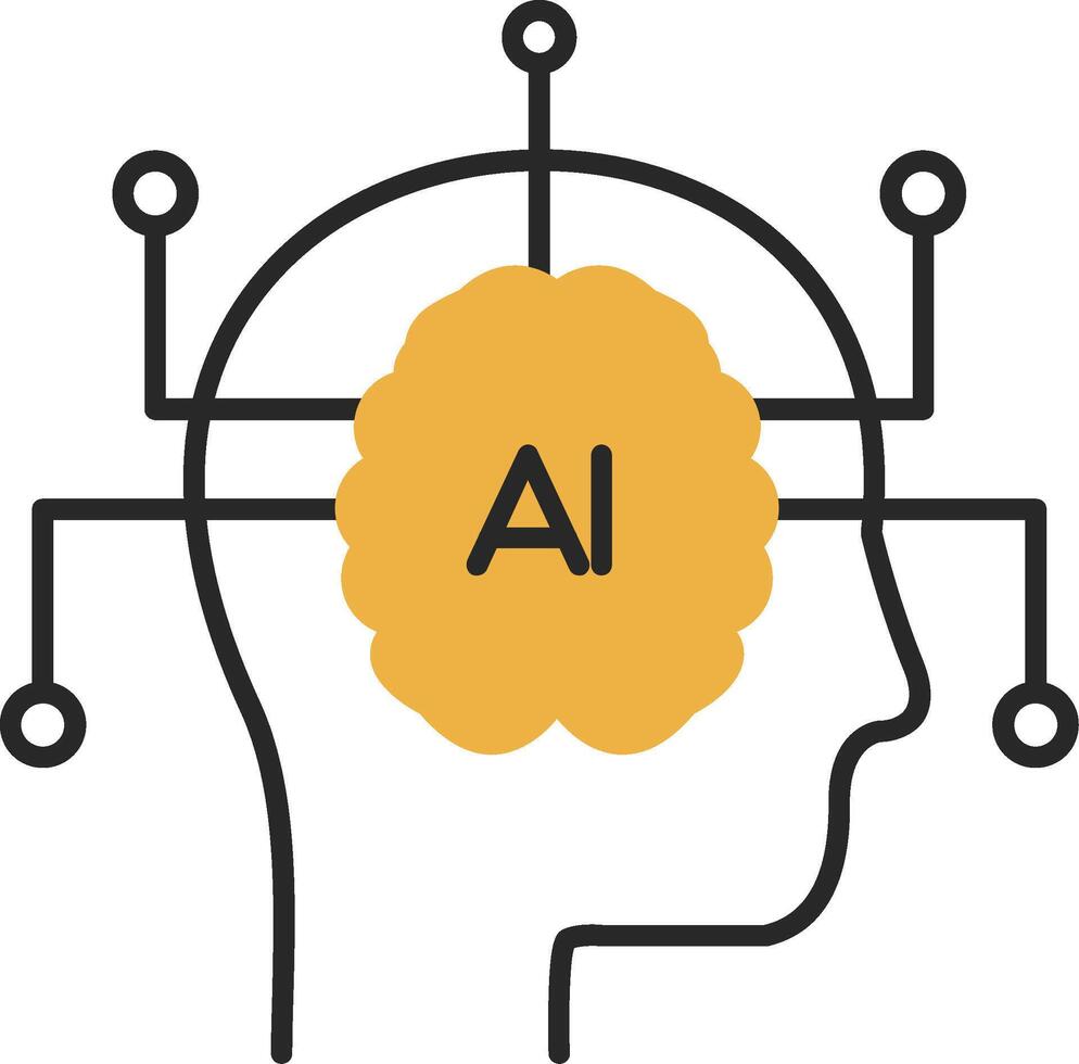 Artificial Intelligence Skined Filled Icon vector