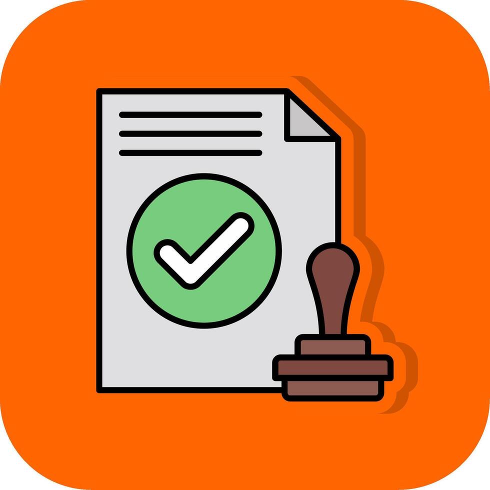 Approval Filled Orange background Icon vector