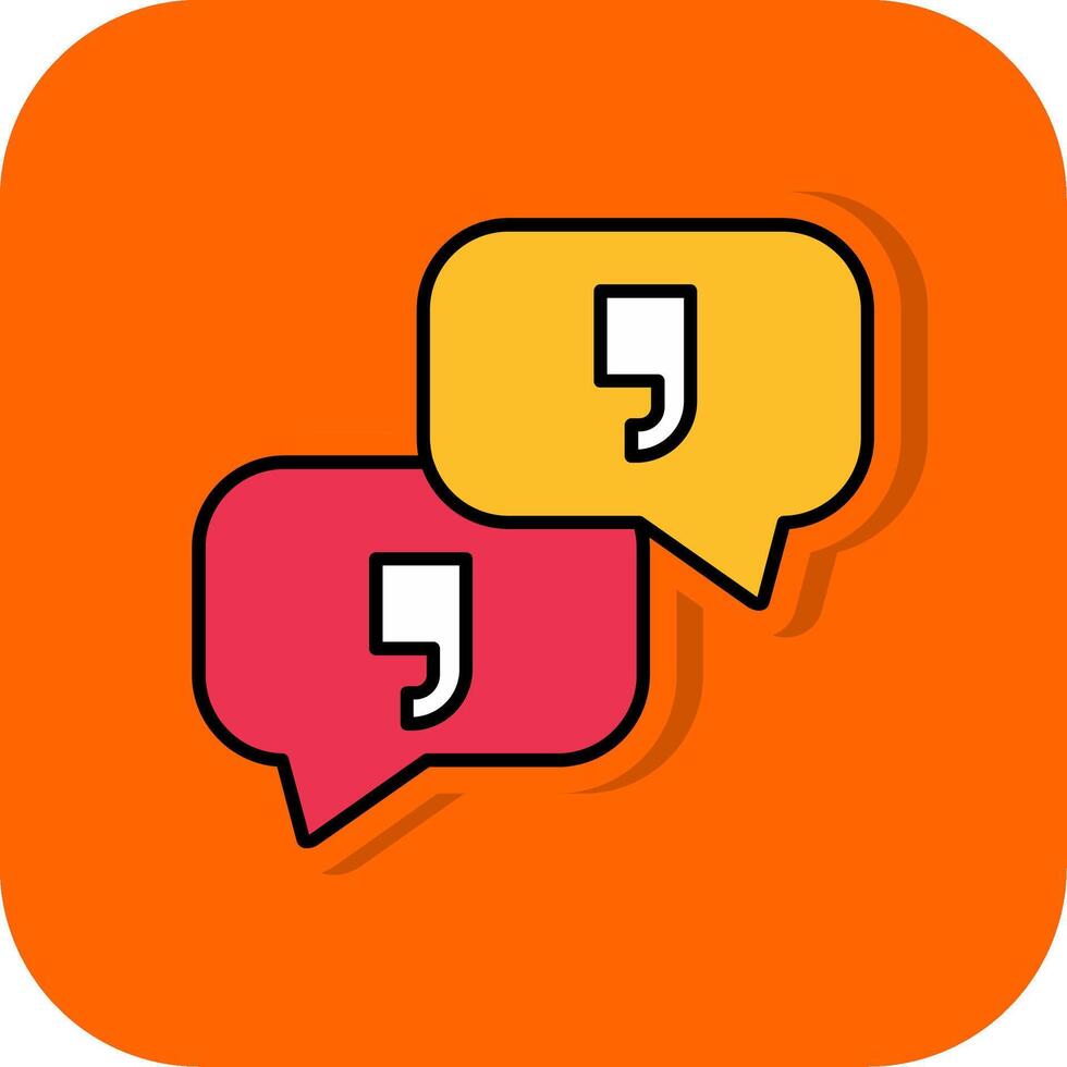 Quotation Filled Orange background Icon vector