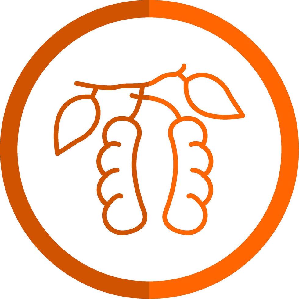 Tamarind Line Orange Circle Icon vector