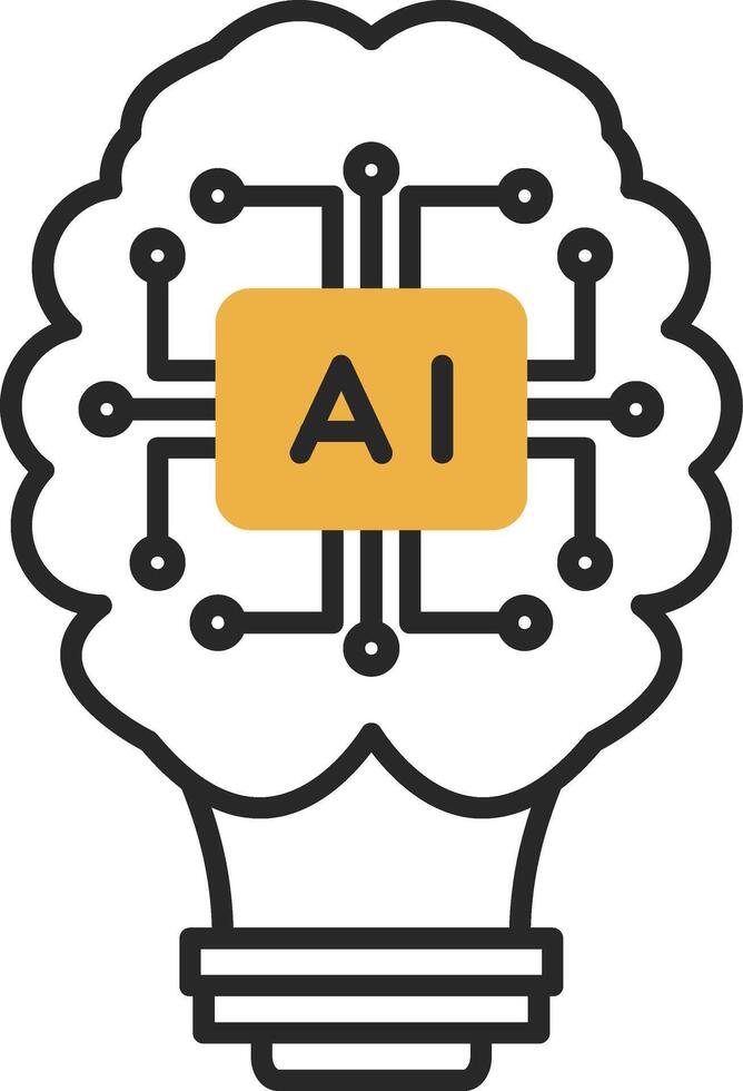 Artificial Intelligence Skined Filled Icon vector