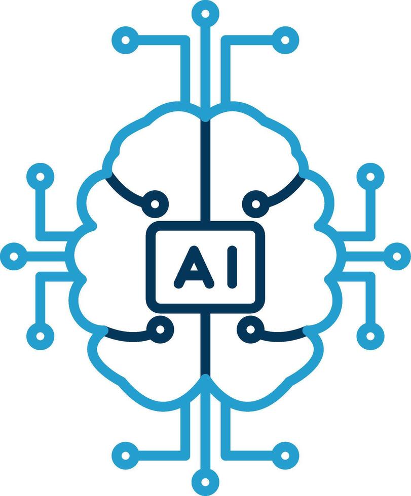 artificial inteligencia línea azul dos color icono vector