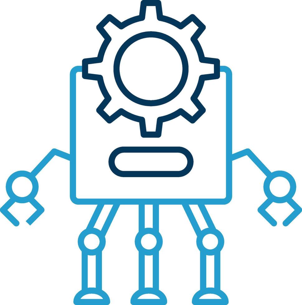 Robot Line Blue Two Color Icon vector