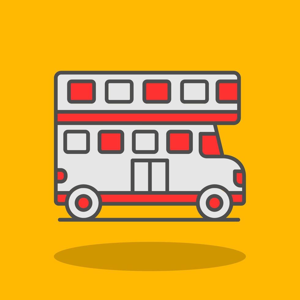 Double Bus Filled Shadow Icon vector