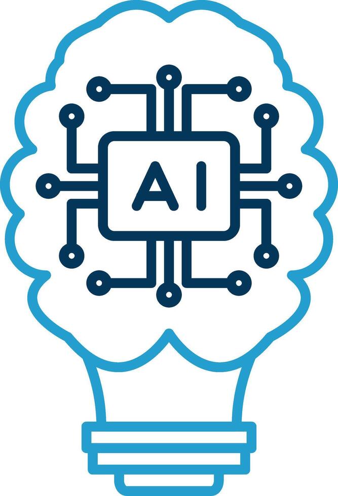 Artificial Intelligence Line Blue Two Color Icon vector
