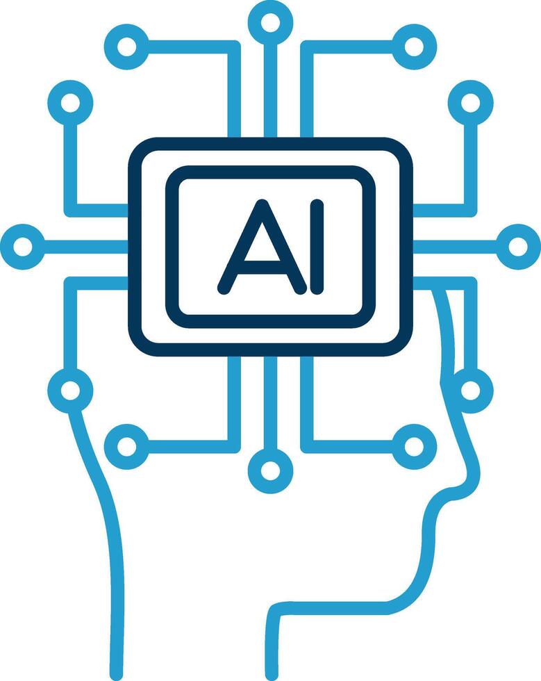 Artificial Intelligence Line Blue Two Color Icon vector