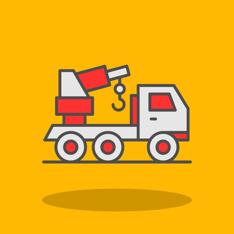 Crane Truck Filled Shadow Icon vector