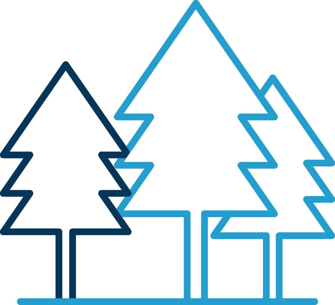 Tree Line Blue Two Color Icon vector
