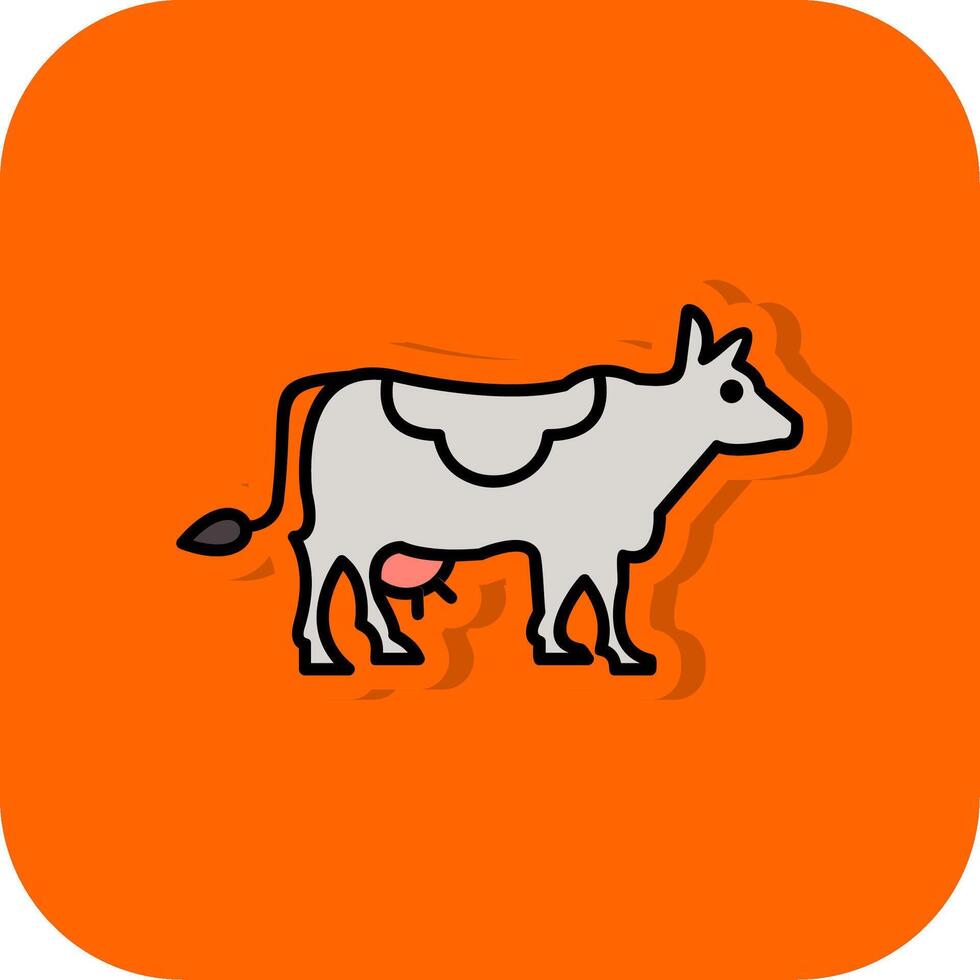 Cow Filled Orange background Icon vector