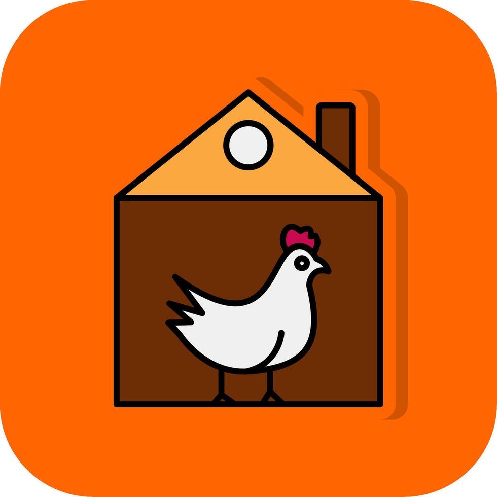 Chicken Filled Orange background Icon vector