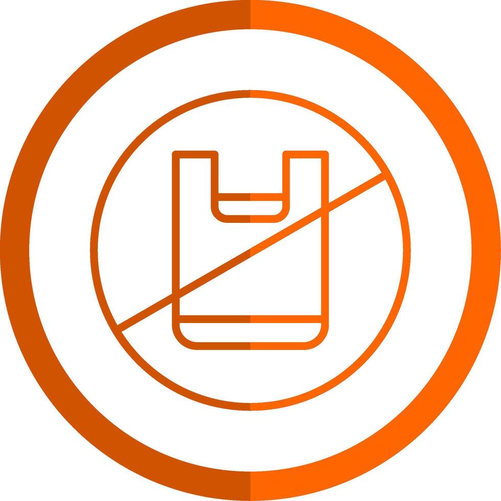 No Plastic Bag Line Orange Circle Icon vector