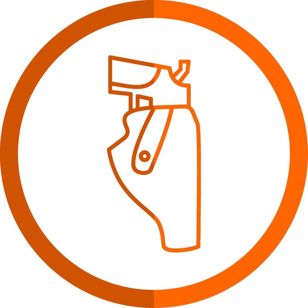 Pistol Holster Line Orange Circle Icon vector