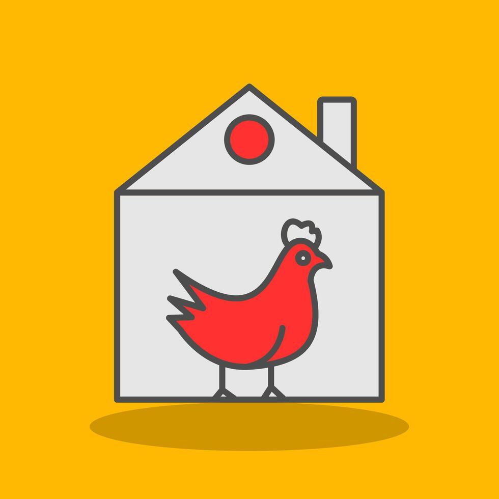 pollo lleno sombra icono vector