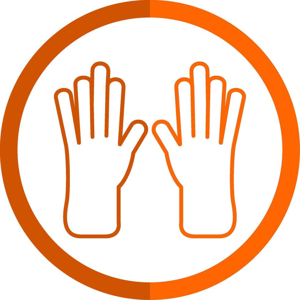 cuero guantes línea naranja circulo icono vector