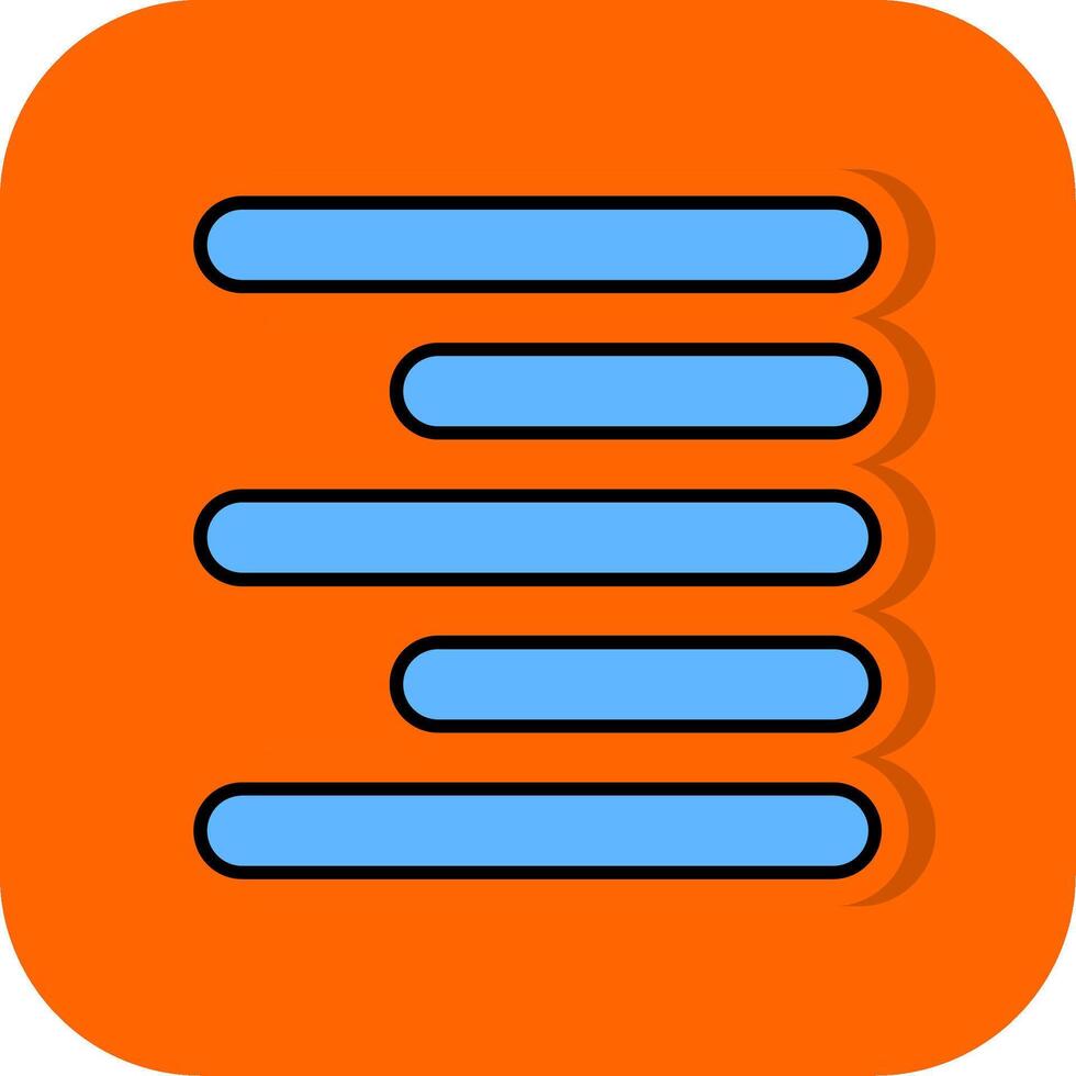 Horizontal Right Align Filled Orange background Icon vector