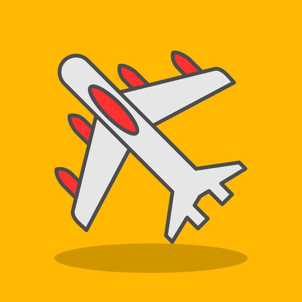 Jet Plane Filled Shadow Icon vector