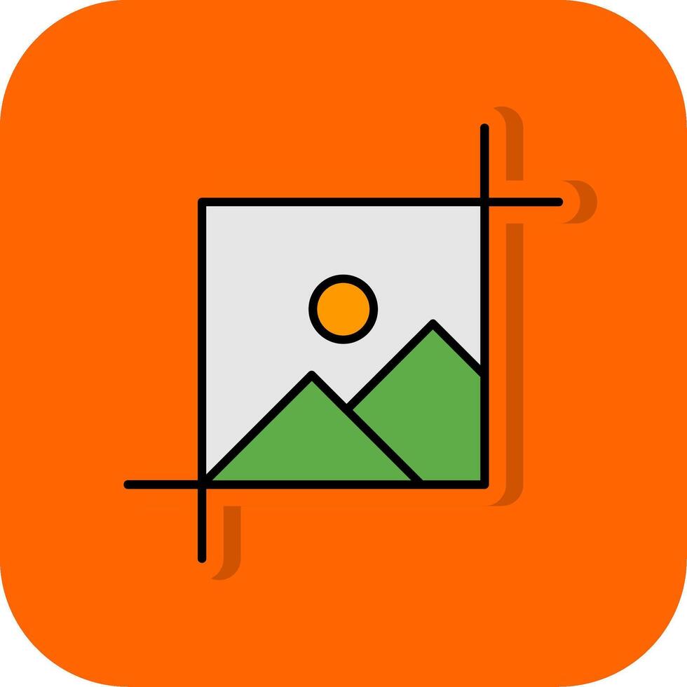 Crop Filled Orange background Icon vector
