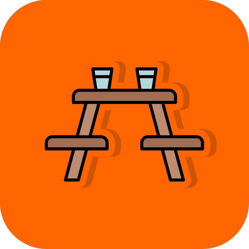 Picnic Table Filled Orange background Icon vector