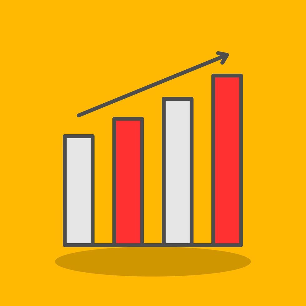 Bar Graph Filled Shadow Icon vector