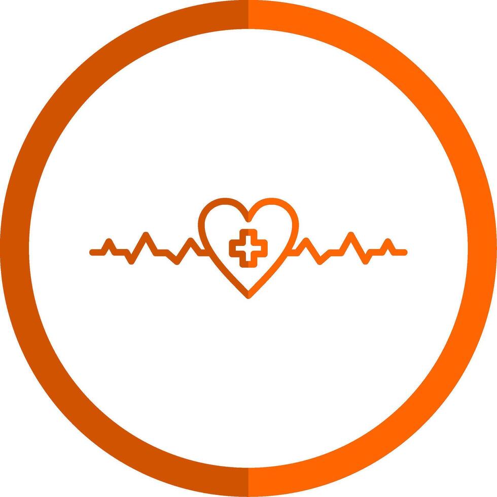 Heartbeat Line Orange Circle Icon vector