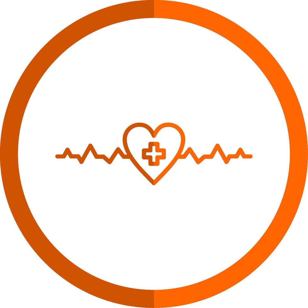 Heartbeat Line Orange Circle Icon vector