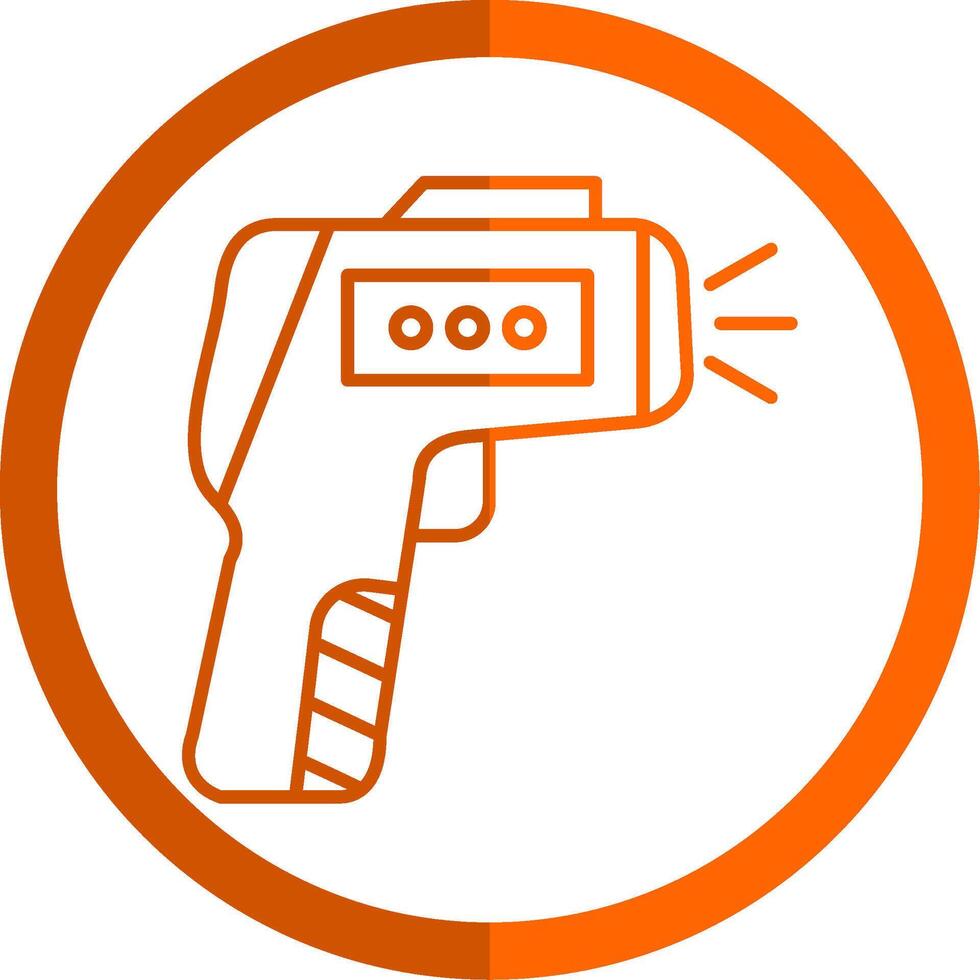 Thermometer Gun Line Orange Circle Icon vector