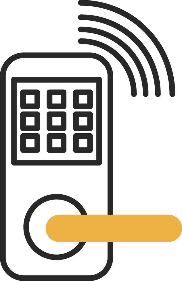 Smart Door Skined Filled Icon vector