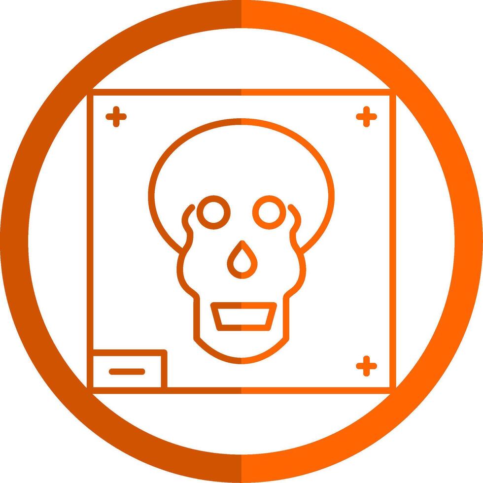 cráneo X - rayo línea naranja circulo icono vector