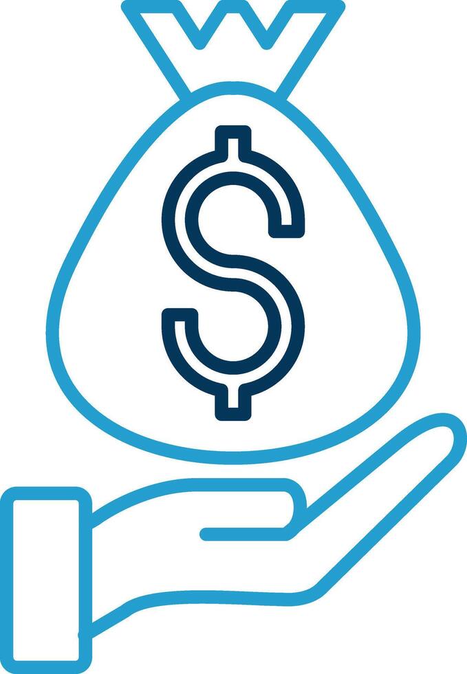 Money Bag Line Blue Two Color Icon vector