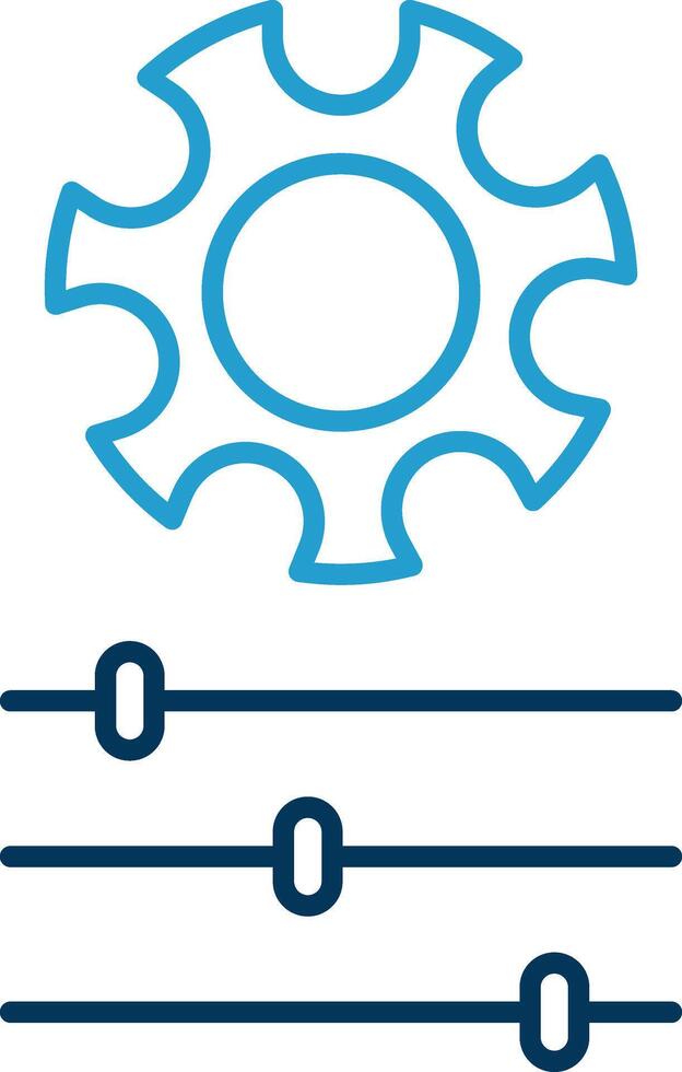 Gear Line Blue Two Color Icon vector