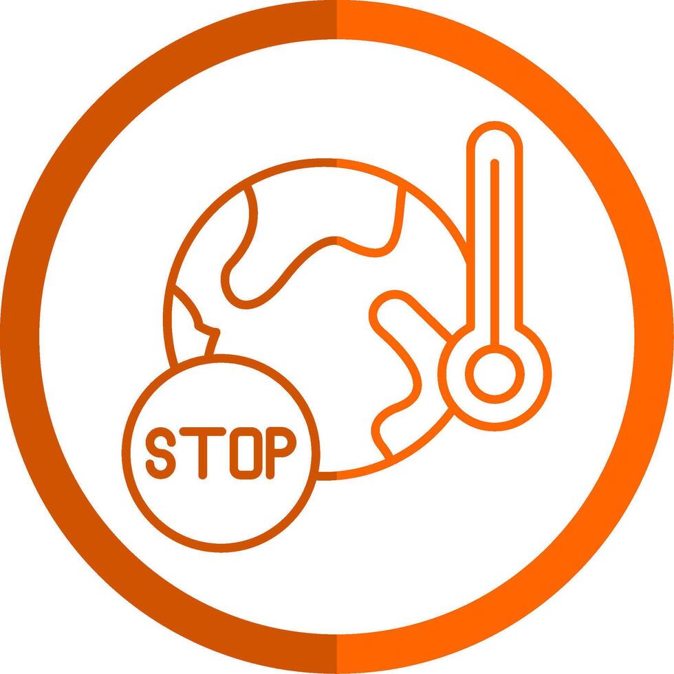 Stop Global Warming Line Orange Circle Icon vector