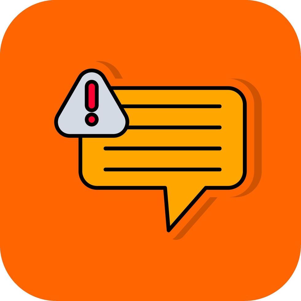 Warning Filled Orange background Icon vector