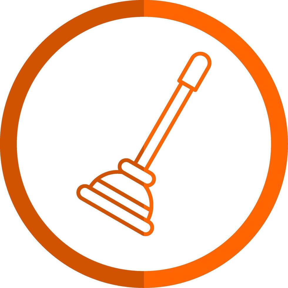 Plunger Line Orange Circle Icon vector