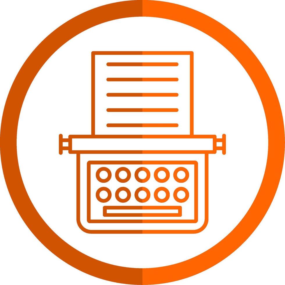 Typewriter Line Orange Circle Icon vector