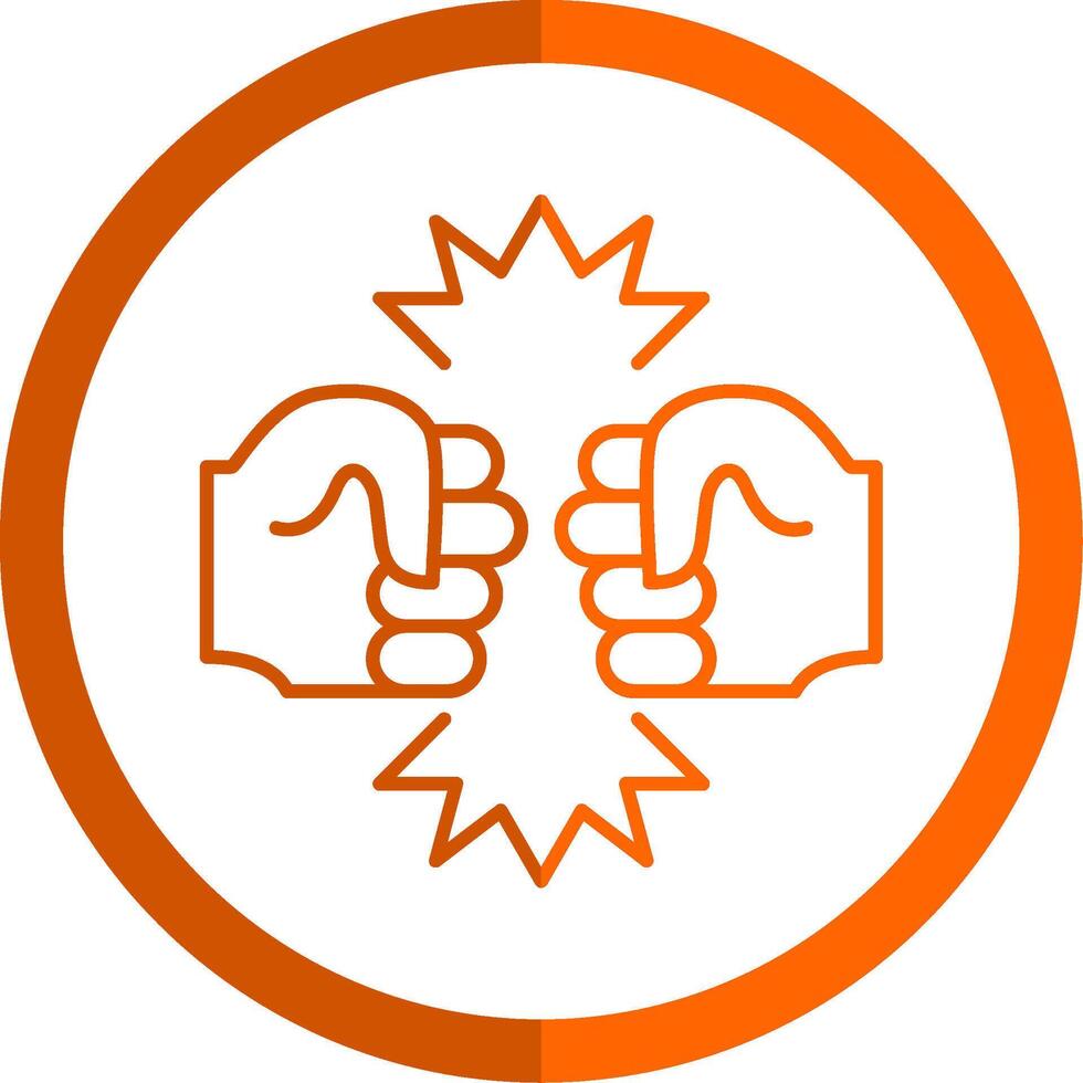 Fighting Line Orange Circle Icon vector