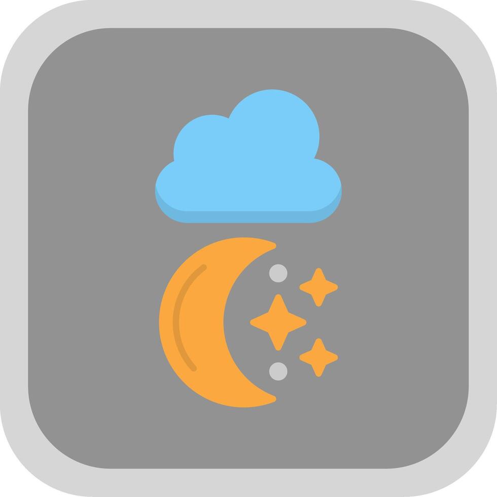 Moon Flat Round Corner Icon vector